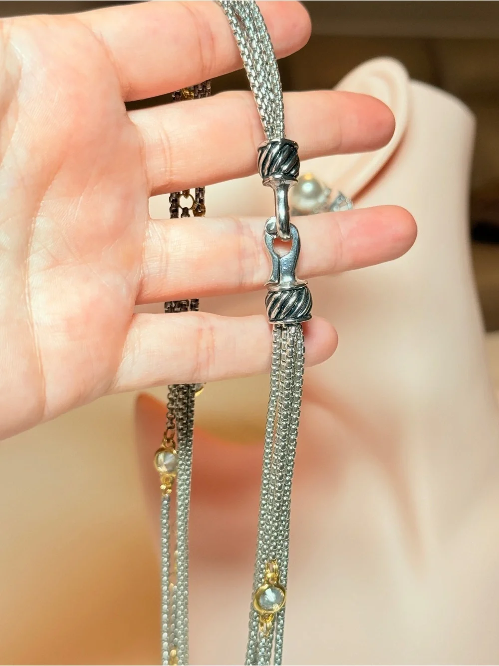 Italian Design 18Kt Gold Plated Silver and Gold Crystals Necklace
